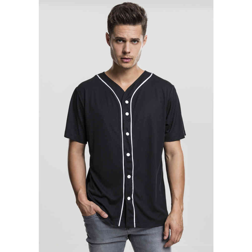 Urban Classics - Baseball Mesh Shirt - Noir/Blanc